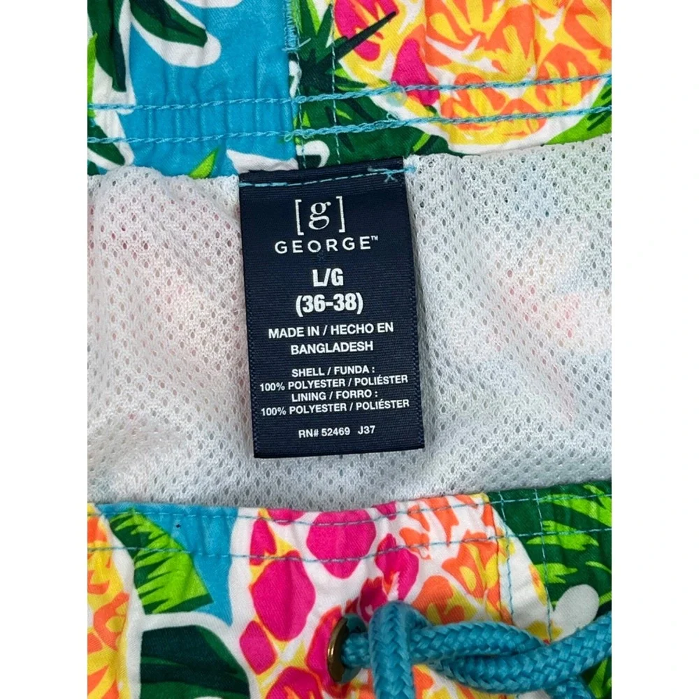 George‎ Swim Trunks Mens Sz L (36-38) Colorful Pineapple Lined Surf Casual Beach